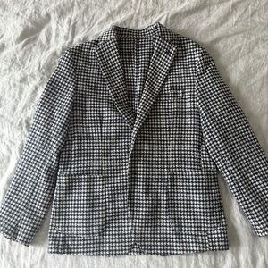 Italian Spada Roma Navy and White Houndstooth Summer Sport Coat/Blazer Size 42